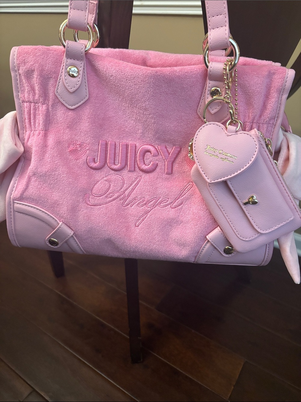 Juicy Couture Light Pink 'Juicy Angel' Tote with Heart Charm